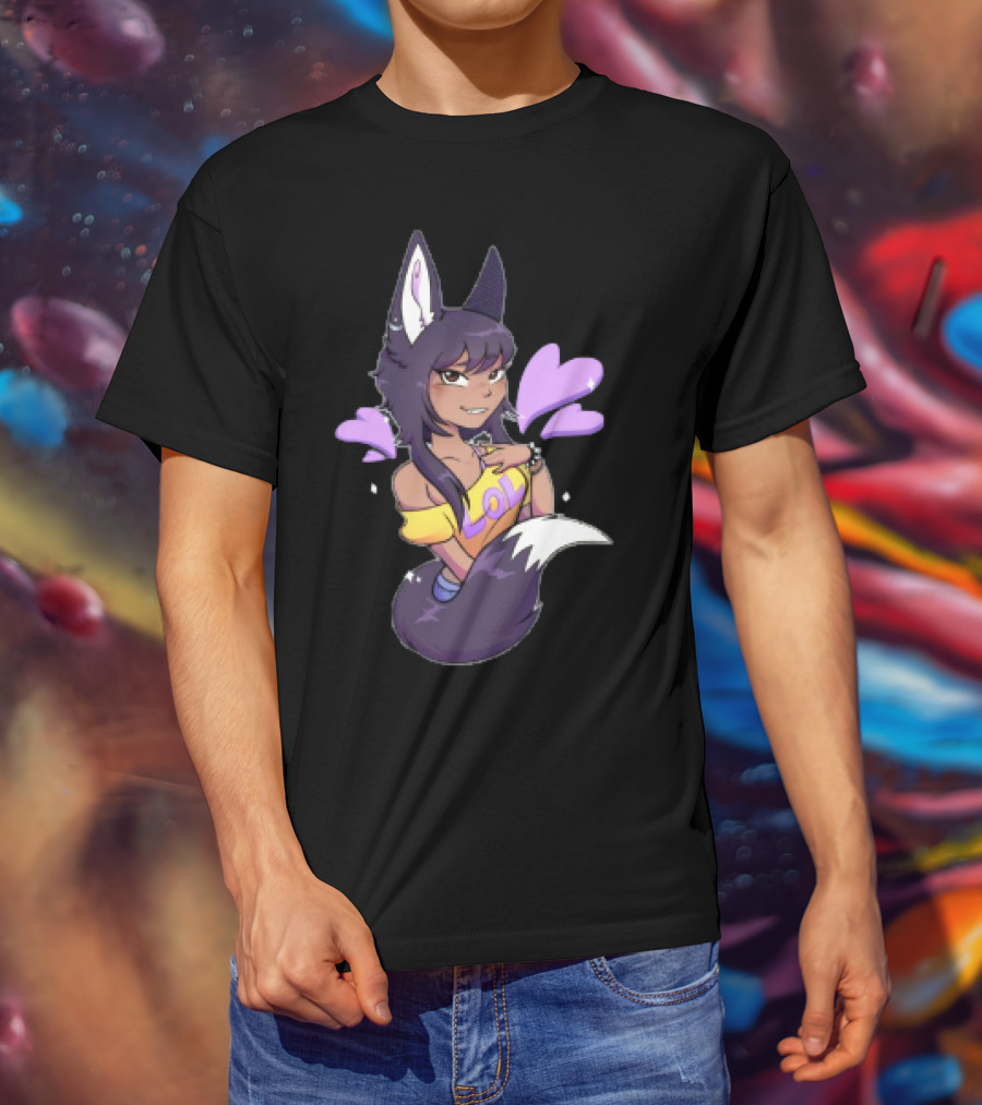 SaraWolf Wolf Girl Lover LOL Purple Hearts Playful Vibes T-Shirt