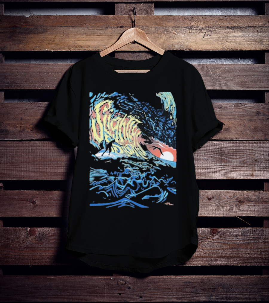 Slightly Stoopid Alders Surf Wave Sunset Sailboat Ocean Surfing T-Shirt