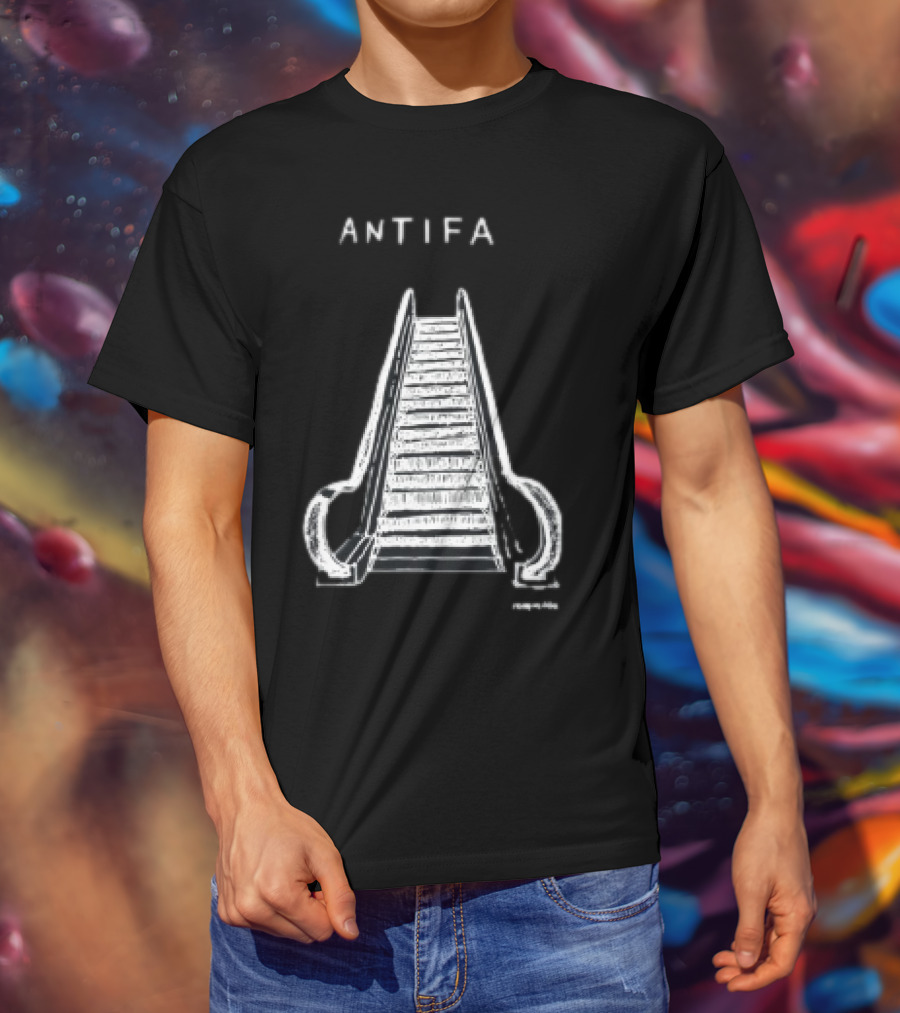 ANTIFA Escalator Stairs With Symbolic Message T-Shirt