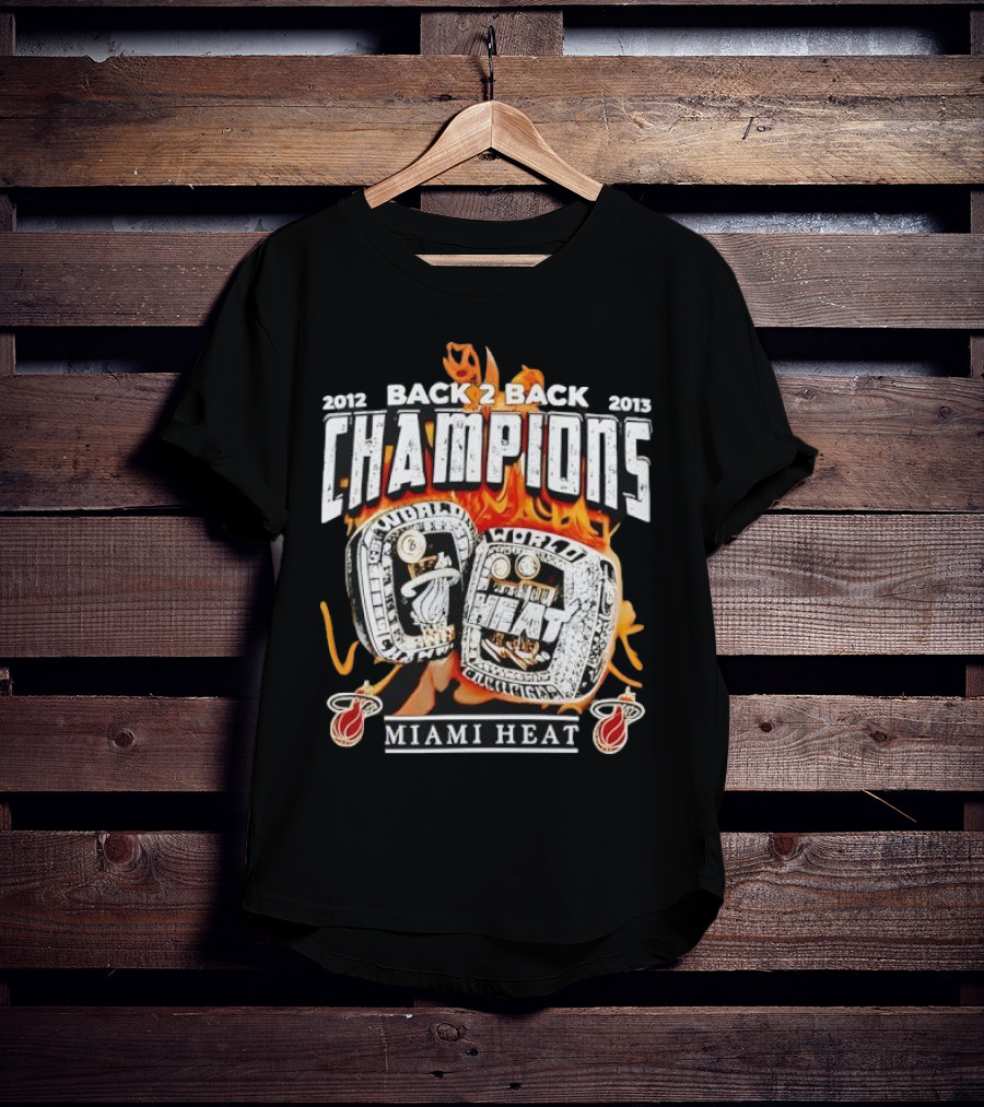 2012 2013 Back 2 Back Champions Miami Heat Rings T-Shirt