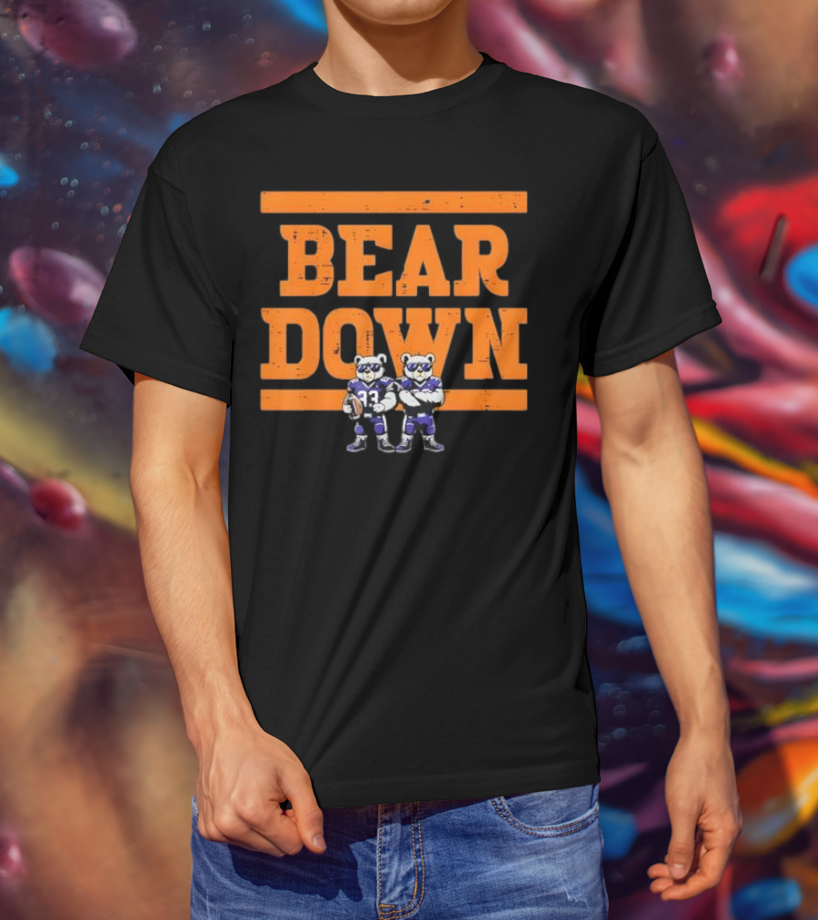 Bear Down Bears Football Blue And Orange Team Spirit T-Shirt