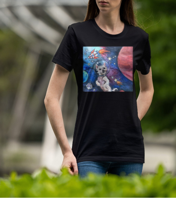 Bradford In Space Dog Astronaut Adventure With Rocket And Planets T-Shirt