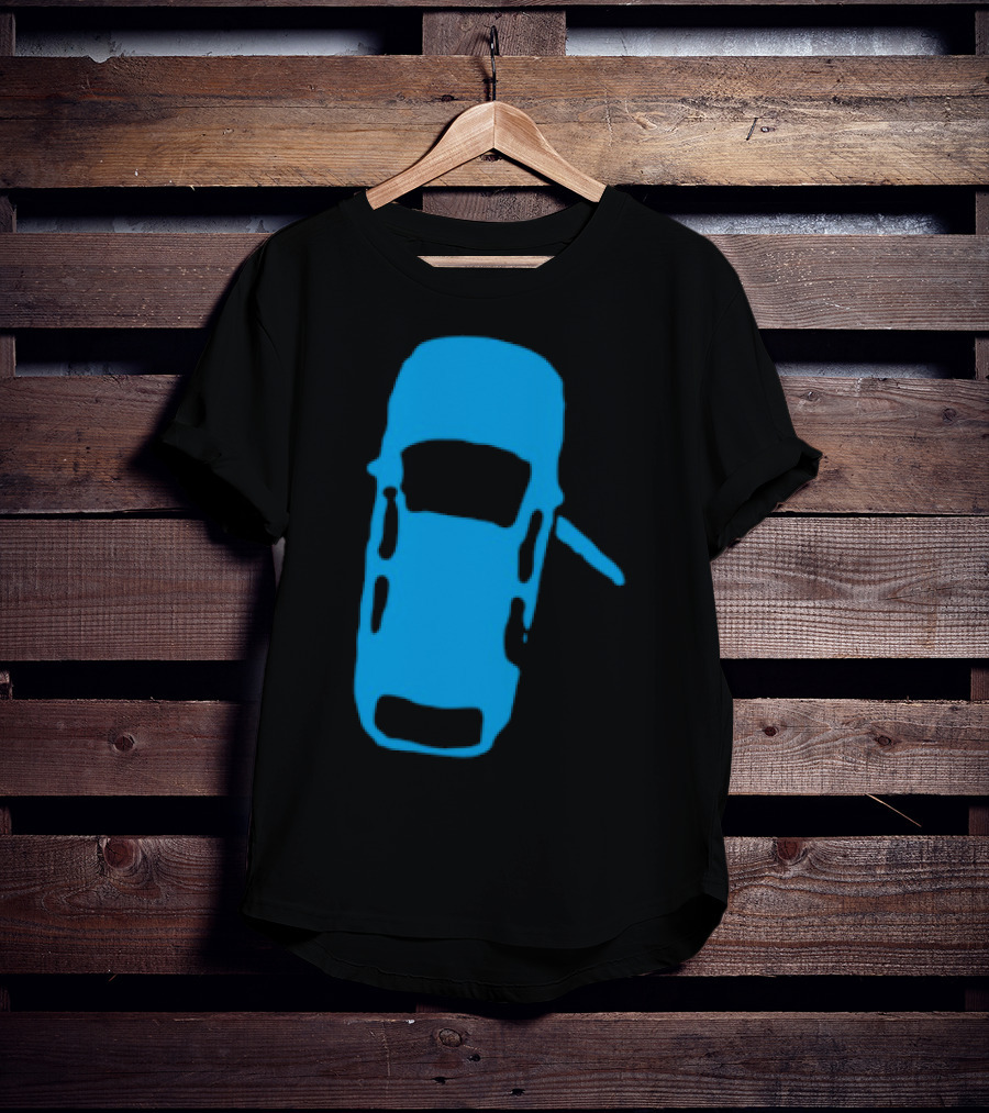 Door Ajar Blue Car Overhead Angle Vintage Style T-Shirt