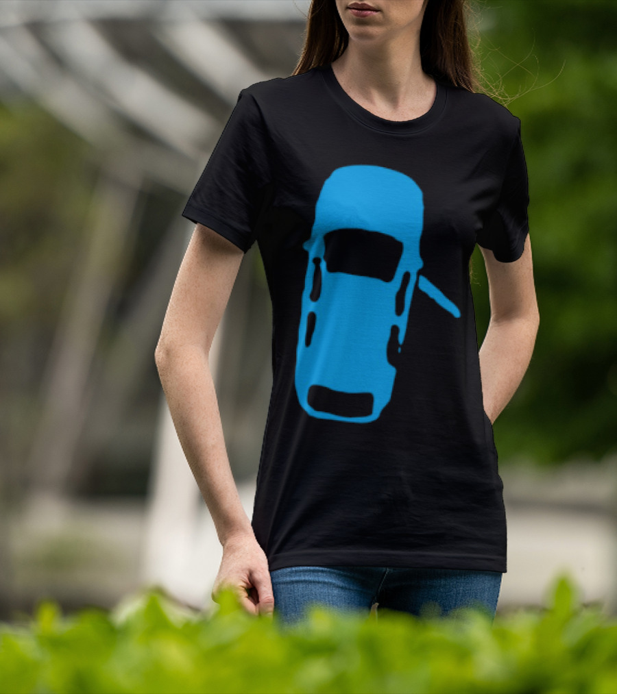 Door Ajar Blue Car Overhead Angle Vintage Style T-Shirt