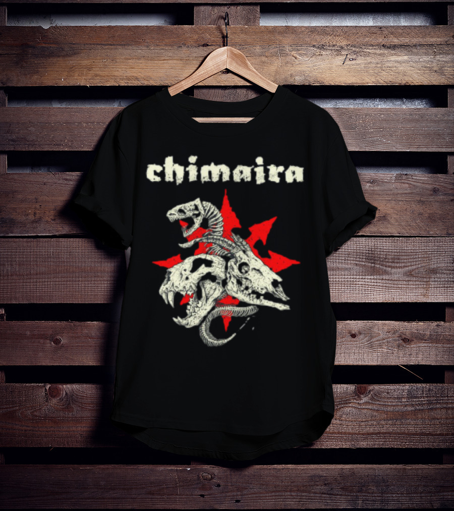 Chimaira Skull Chimairaband Red Star Three-Headed Creature T-Shirt