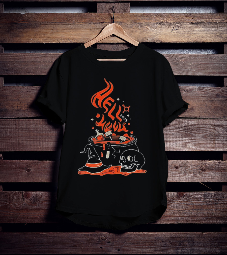 Hell Week 2025 Halloween Witch Skull Cauldron Potion T-Shirt