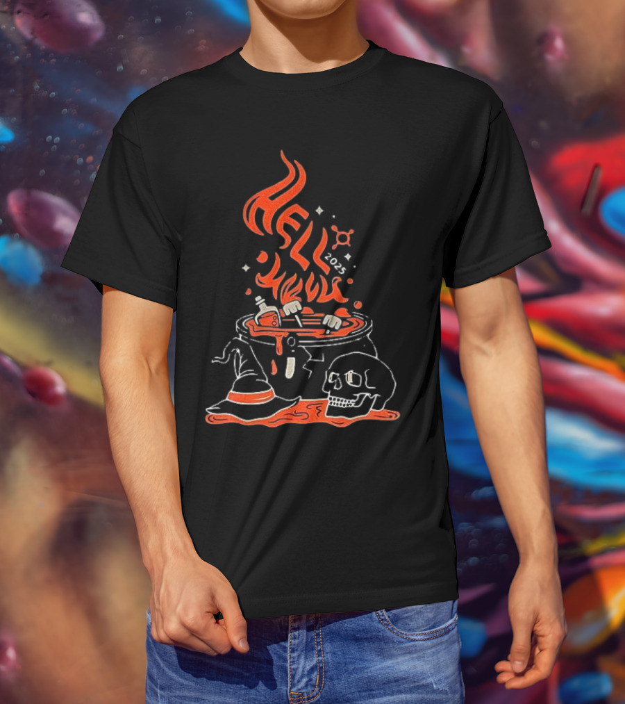 Hell Week 2025 Halloween Witch Skull Cauldron Potion T-Shirt
