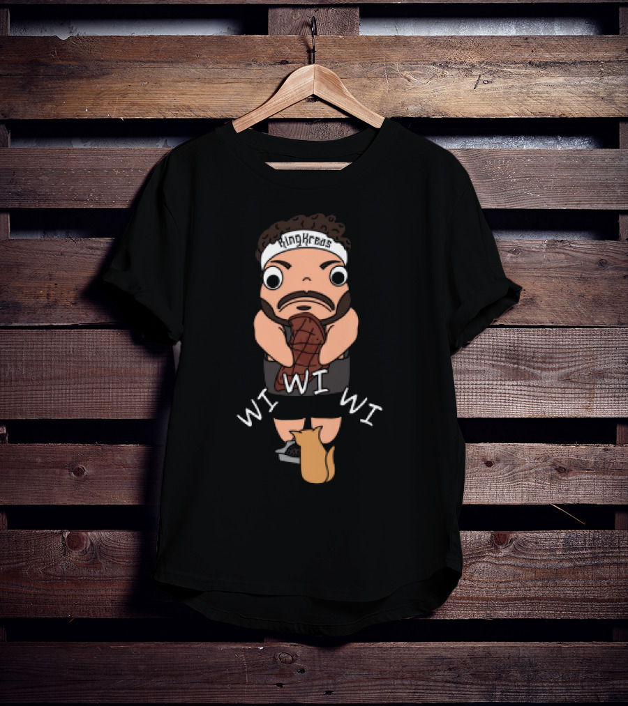 Gabrielaeros King Kreas Wi Wi Wi Funny Character With Cat T-Shirt
