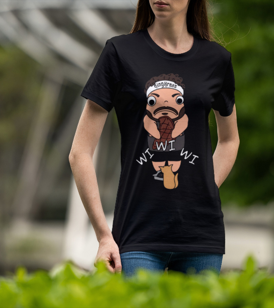 Gabrielaeros King Kreas Wi Wi Wi Funny Character With Cat T-Shirt