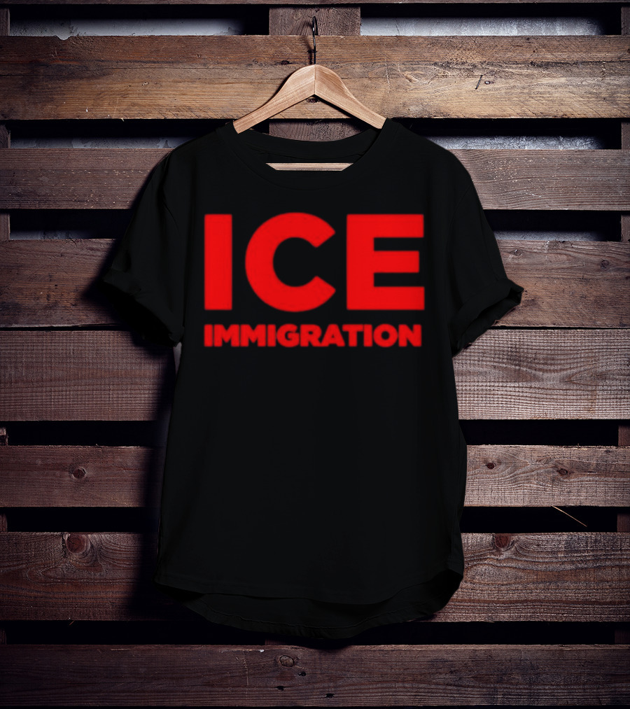 ICE Immigration Bold Red Block Lettering T-Shirt