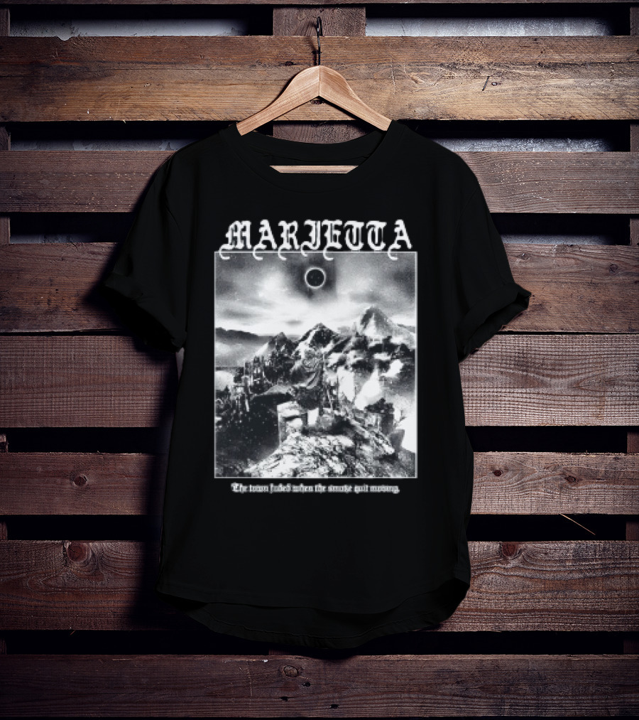Marietta The Town Faded Eclipse Over Mountains And Town T-Shirt