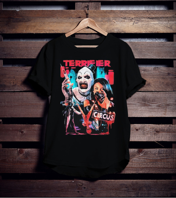 Terrifier Circus Horror Clown Costume And Horror Movie Imagery T-Shirt