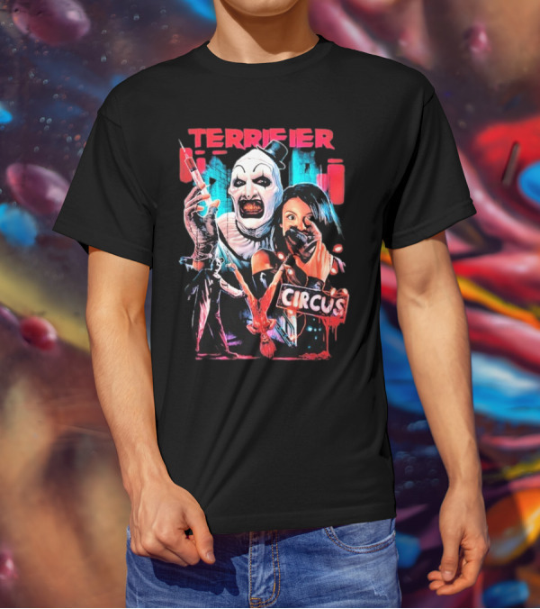 Terrifier Circus Horror Clown Costume And Horror Movie Imagery T-Shirt