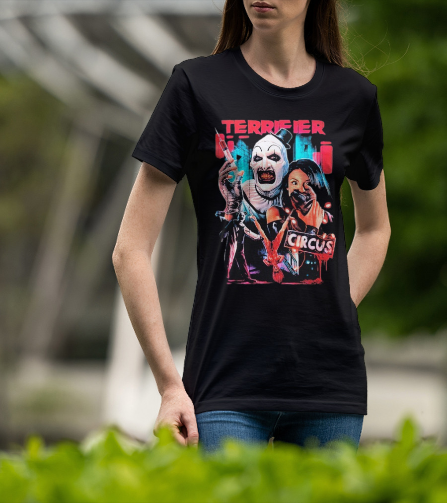 Terrifier Circus Horror Clown Costume And Horror Movie Imagery T-Shirt