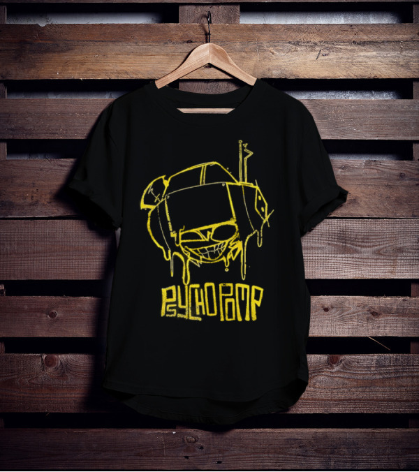 Psychedelic Psychopomp Melting Skeleton Face With Dripping Yellow Outline T-Shirt