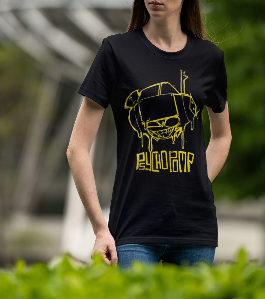 Psychedelic Psychopomp Melting Skeleton Face With Dripping Yellow Outline T-Shirt