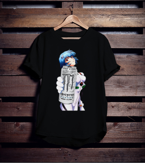 Rei Monster Energy Zero Ultra Crossover With Blue Hair Anime Character T-Shirt