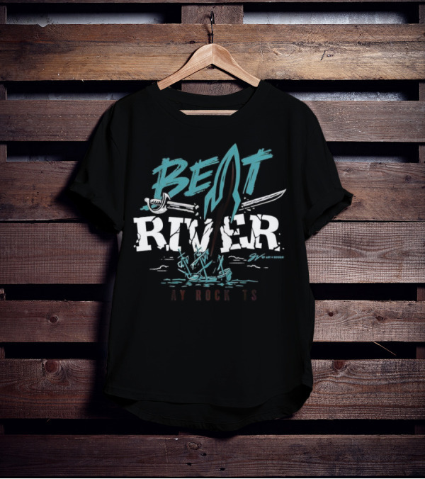 Beat River Bay Rockets Retro Rocket Logo Colorful Text T-Shirt