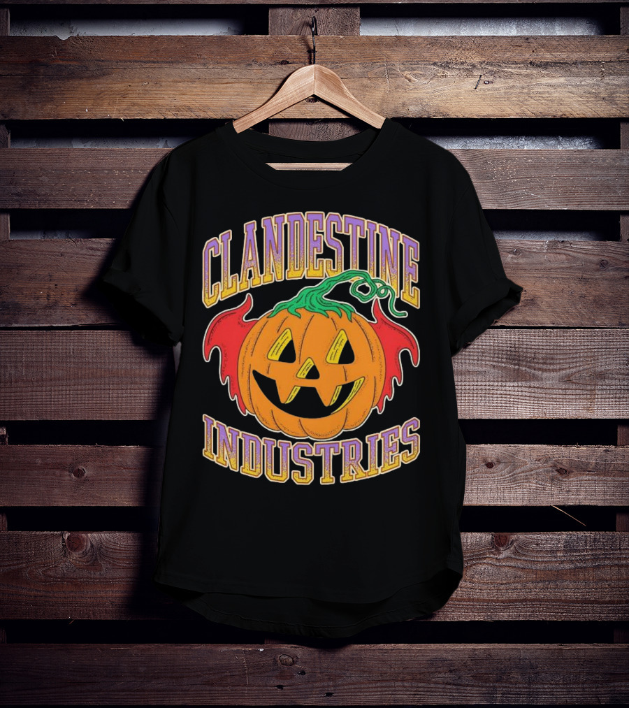 Clandestine Industries Halloween Bat Pumpkin T-Shirt