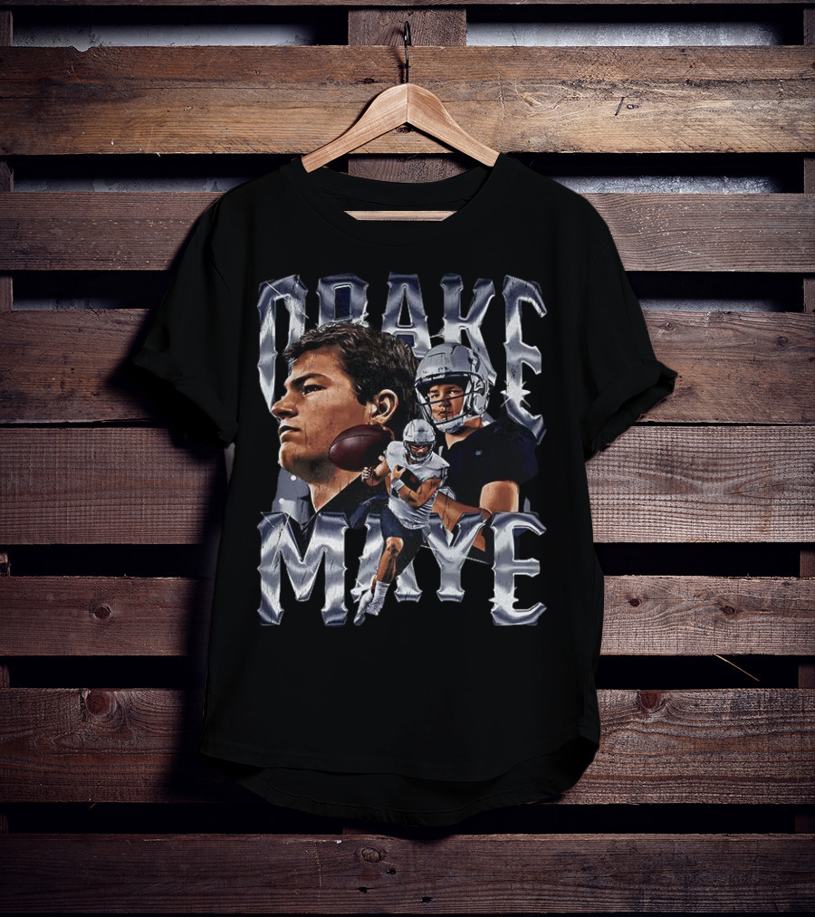 Drake Maye Football Player Vintage Bling Style T-Shirt