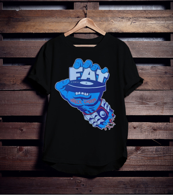 Fat Wreck Chords Blue Zombie Hand Record Design T-Shirt