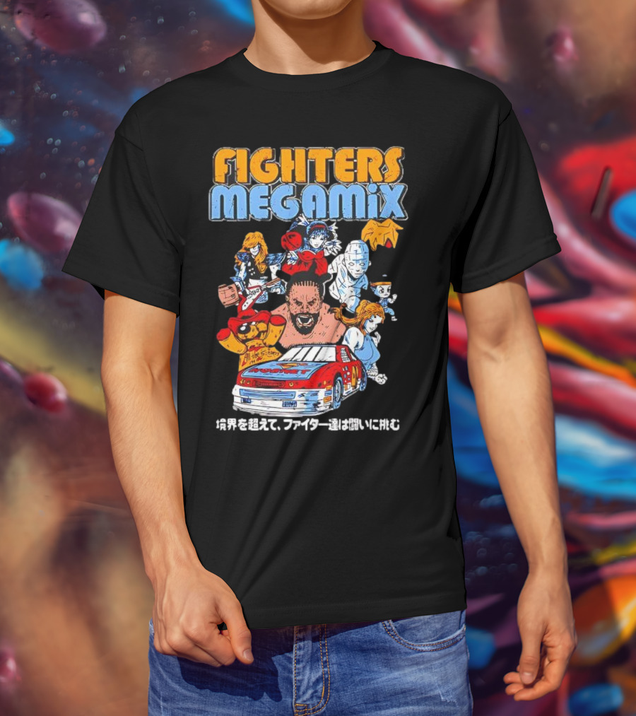 Fighters Megamix 1996 Video Game Classic Characters And Car Japan Edition T-Shirt