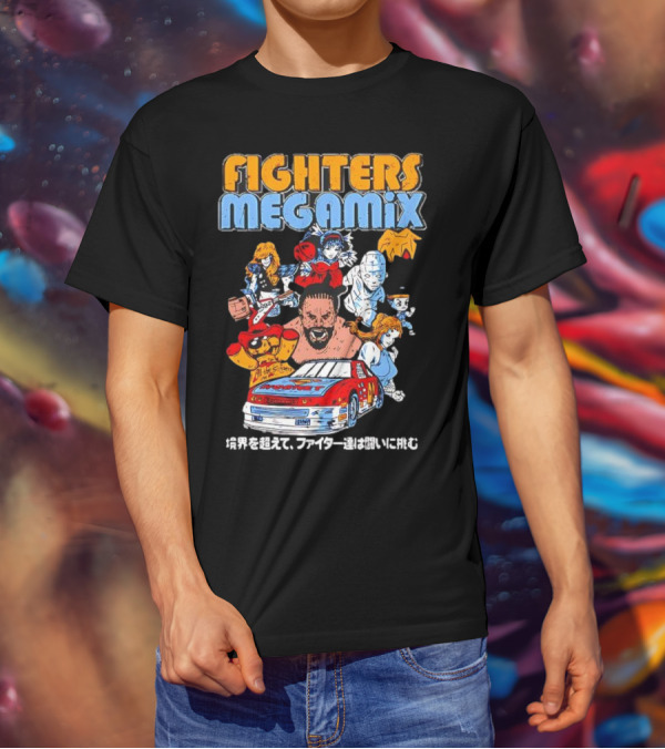 Fighters Megamix 1996 Video Game Classic Characters And Car Japan Edition T-Shirt
