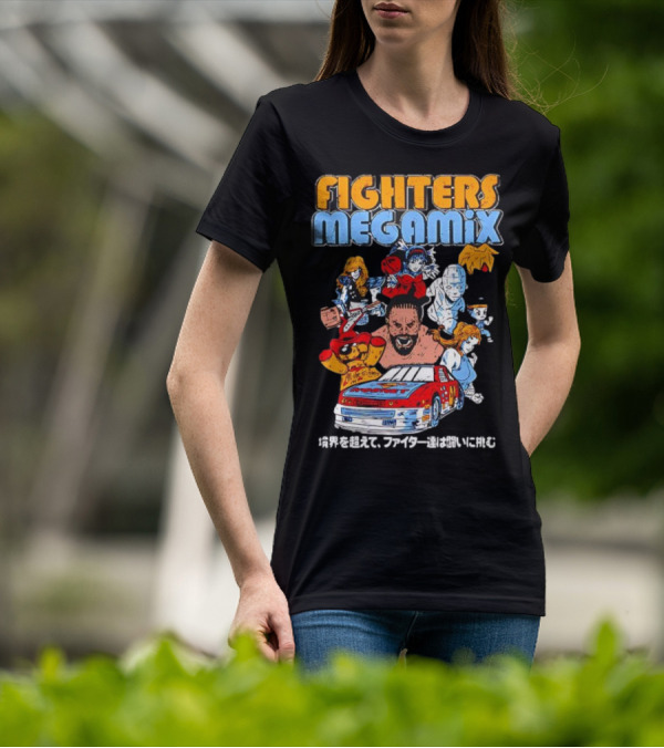 Fighters Megamix 1996 Video Game Classic Characters And Car Japan Edition T-Shirt