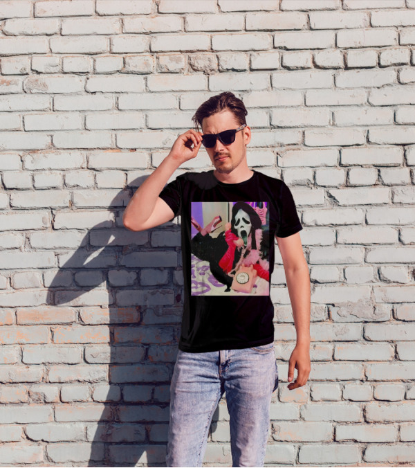 Scream Ghostface Halloween Pink Vintage Telephone Retro Style T-Shirt