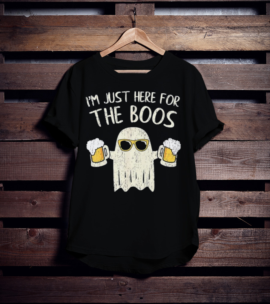 I'm Just Here For The Boos Funny Ghost Sunglasses Beer S T-Shirt