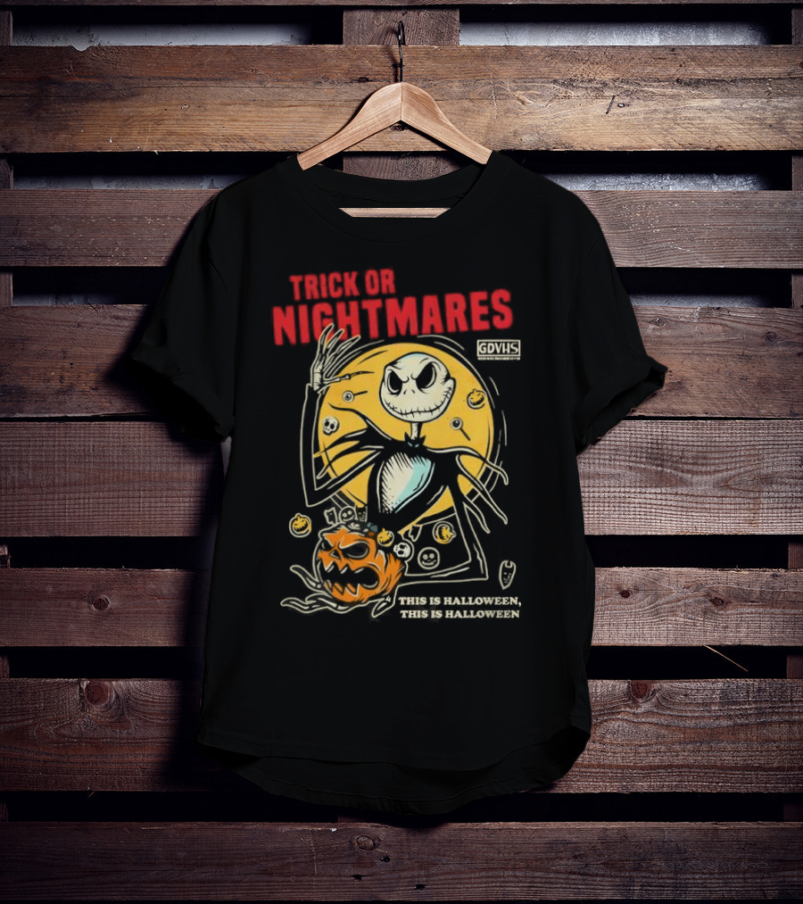 Trick Or Nightmares Jack Skellington Halloween Scary Pumpkin Horror Spooky T-Shirt