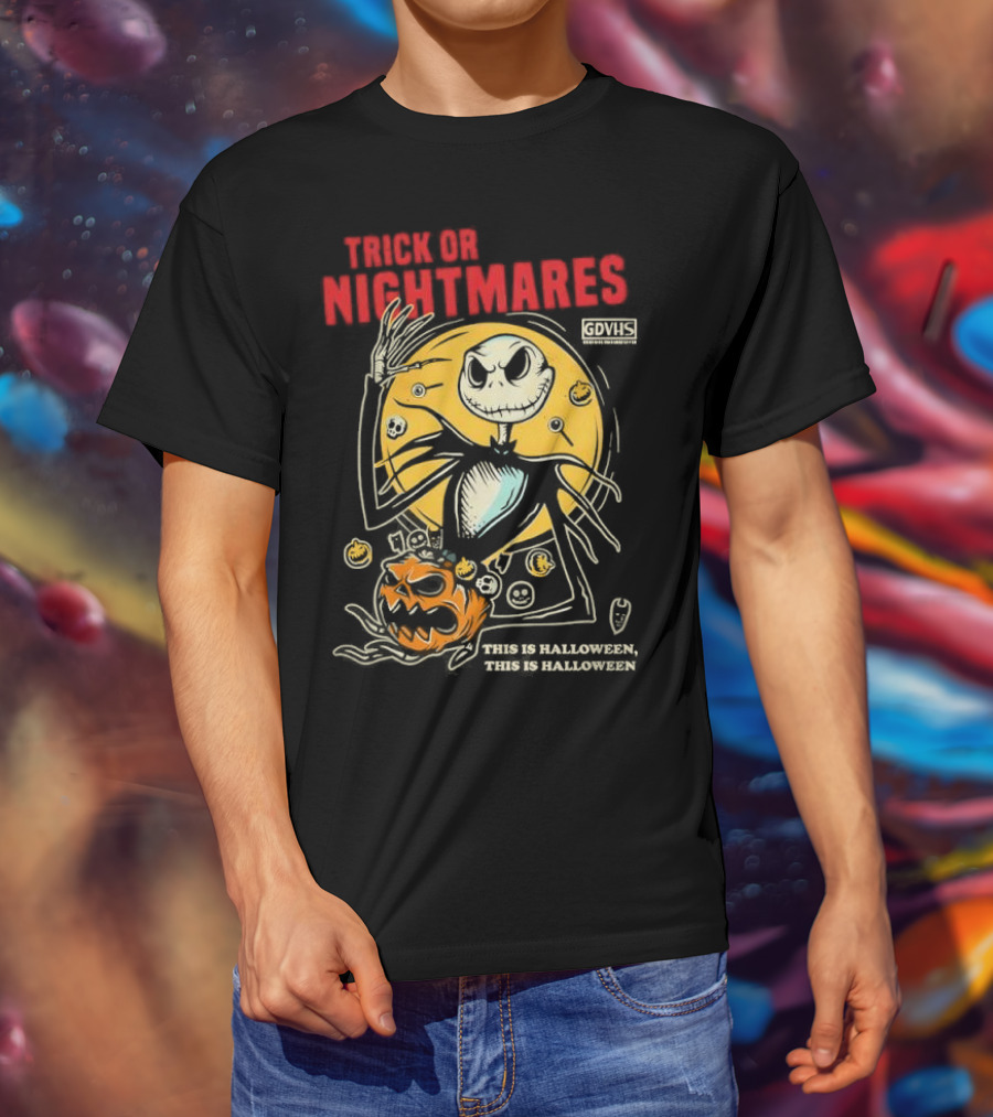 Trick Or Nightmares Jack Skellington Halloween Scary Pumpkin Horror Spooky T-Shirt