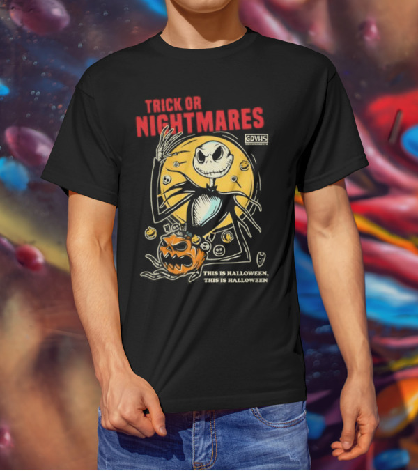 Trick Or Nightmares Jack Skellington Halloween Scary Pumpkin Horror Spooky T-Shirt
