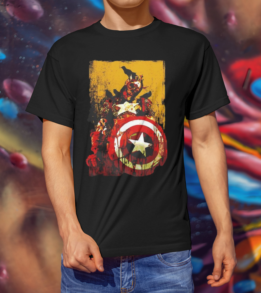 Marvel Zombies Captain America With Crows And Shield T-Shirt