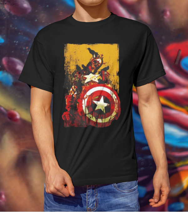 Marvel Zombies Captain America With Crows And Shield T-Shirt