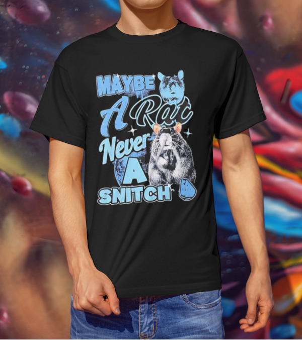 Maybe A Rat Never A Snitch Cute Cartoon Rat Art Blue Aesthetic T-Shirt