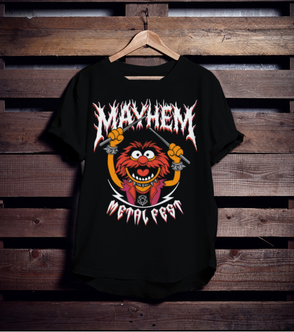 Mayhem Metal Fest Animal Muppets Character Rock Drummer T-Shirt