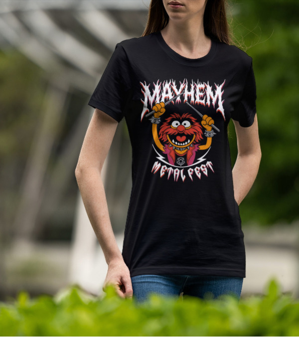 Mayhem Metal Fest Animal Muppets Character Rock Drummer T-Shirt