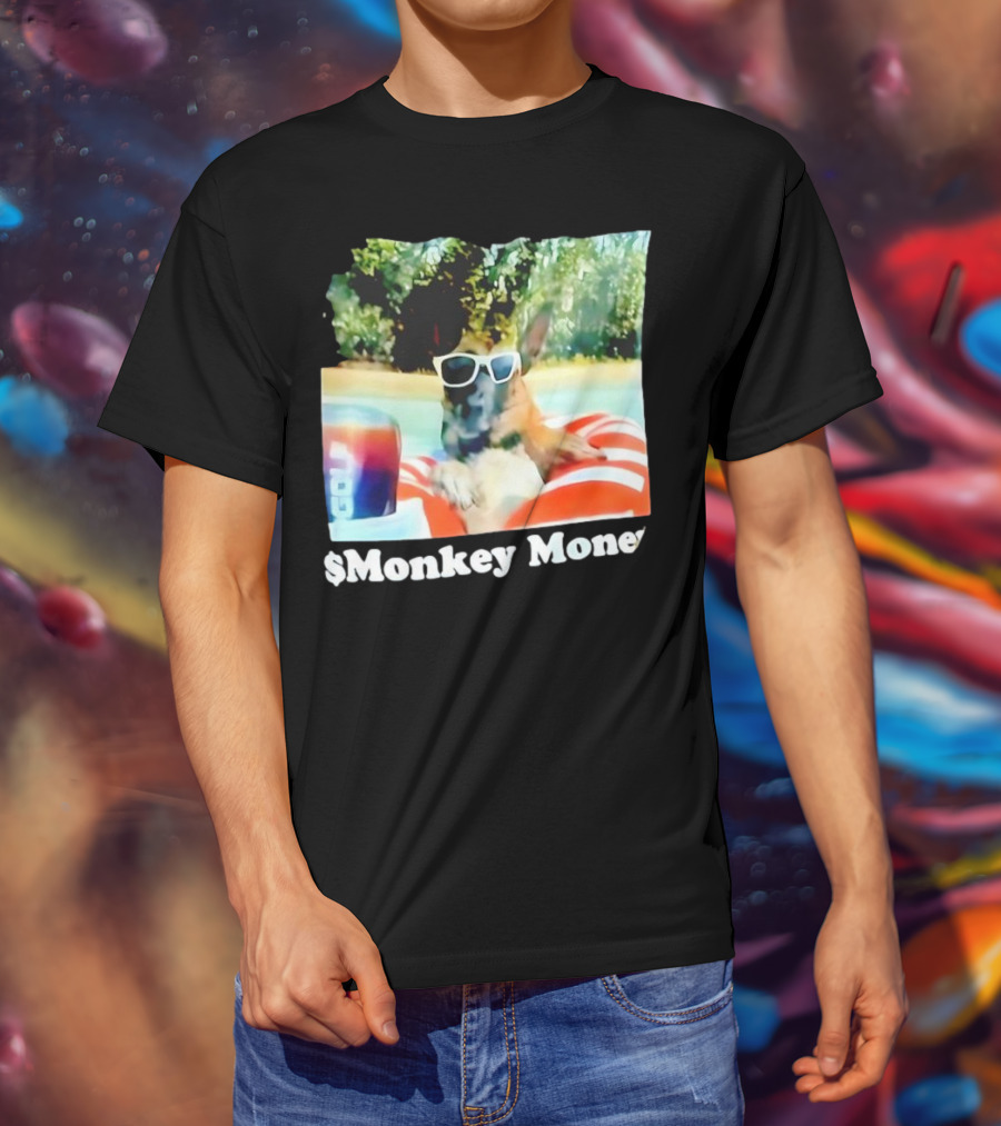 Monkey Money Dog German Shepherd Sunglasses Pool Float Chill T-Shirt