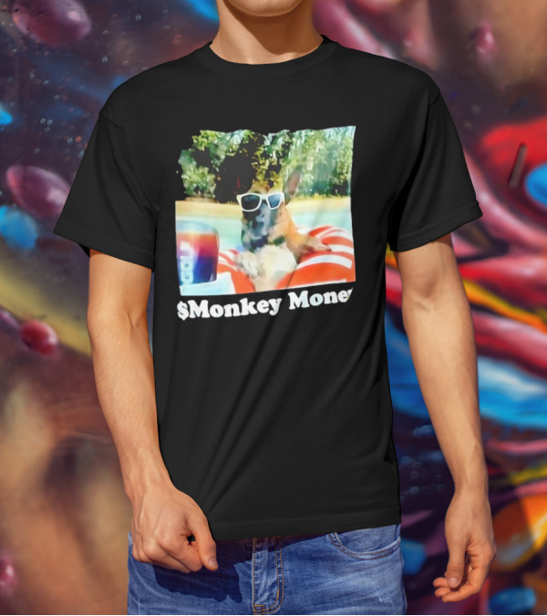 Monkey Money Dog German Shepherd Sunglasses Pool Float Chill T-Shirt
