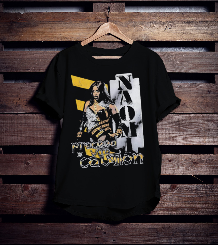 Naomi Proceed With Caution Bold Yellow And White T-Shirt