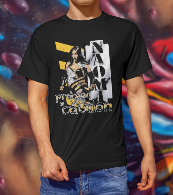 Naomi Proceed With Caution Bold Yellow And White T-Shirt