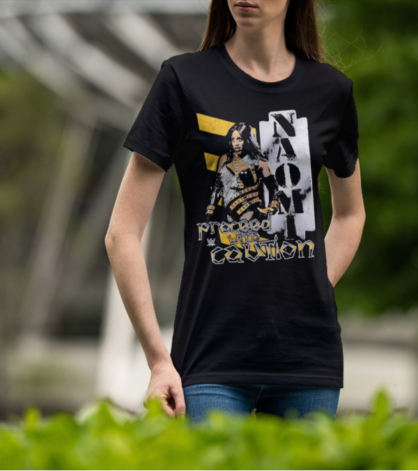 Naomi Proceed With Caution Bold Yellow And White T-Shirt