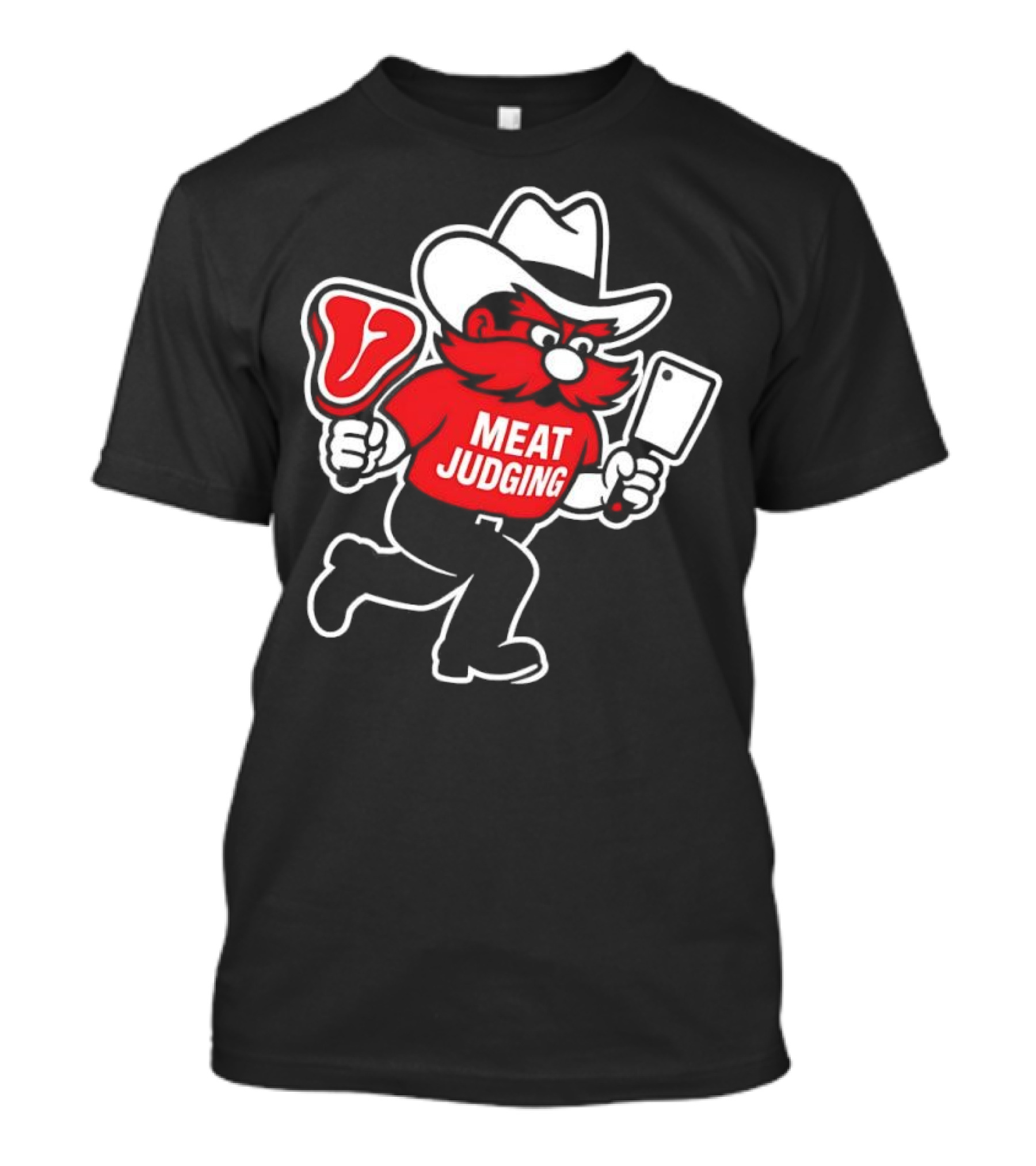 "Raider Red Meat Judging Steak Cleaver Cowboy Hat" T-Shirt