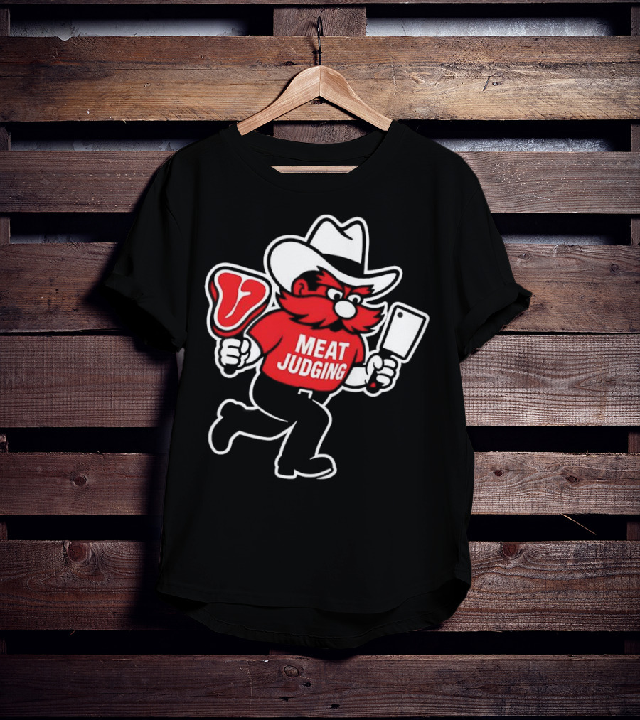 "Raider Red Meat Judging Steak Cleaver Cowboy Hat" T-Shirt