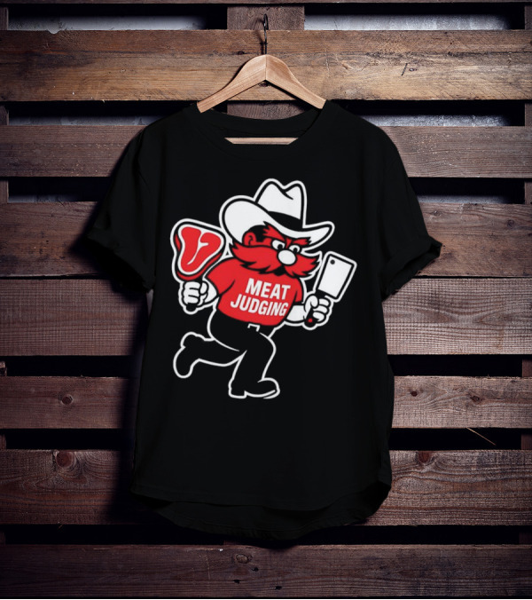 "Raider Red Meat Judging Steak Cleaver Cowboy Hat" T-Shirt