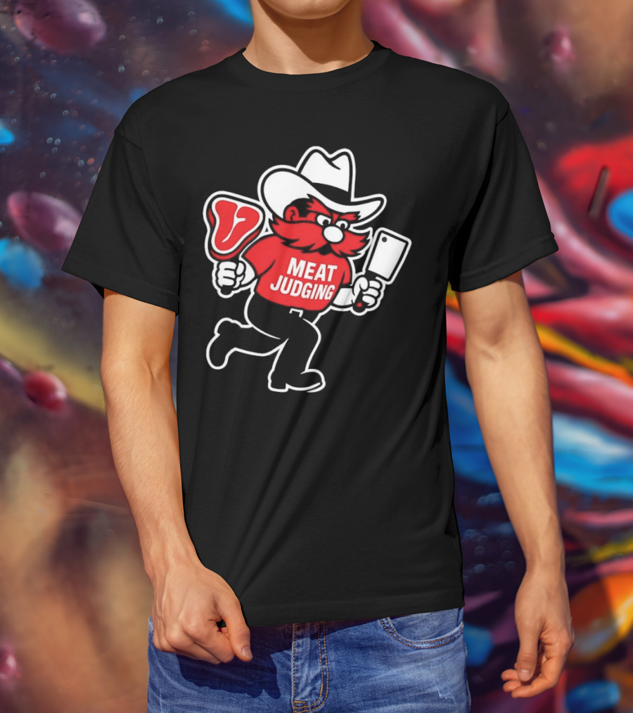 "Raider Red Meat Judging Steak Cleaver Cowboy Hat" T-Shirt