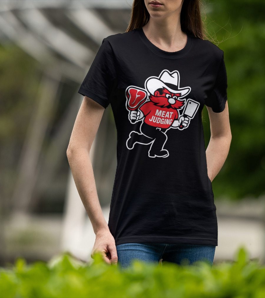 "Raider Red Meat Judging Steak Cleaver Cowboy Hat" T-Shirt