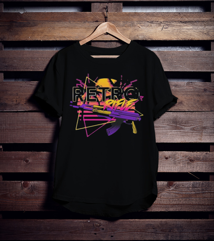 Retro Rifle Graffiti AK-47 Neon Aesthetic T-Shirt