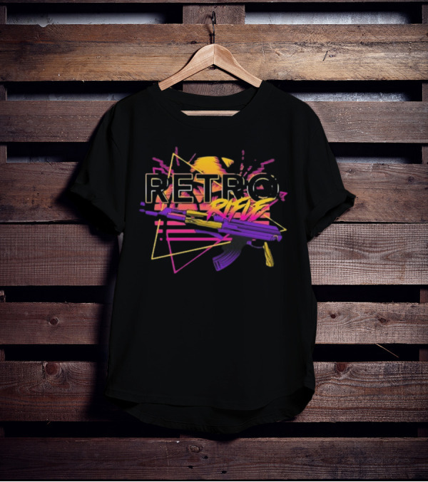 Retro Rifle Graffiti AK-47 Neon Aesthetic T-Shirt